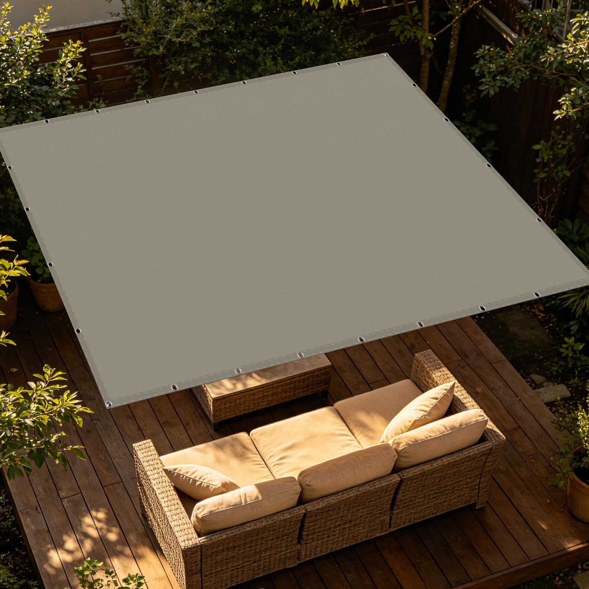 Sonnensegel Nach Maß 200 x 250 cm Viele Größe Und Farben Sonnensegel Rechter Winkel Atmungsaktiv für Terrasse Balkon Garten, Taupe