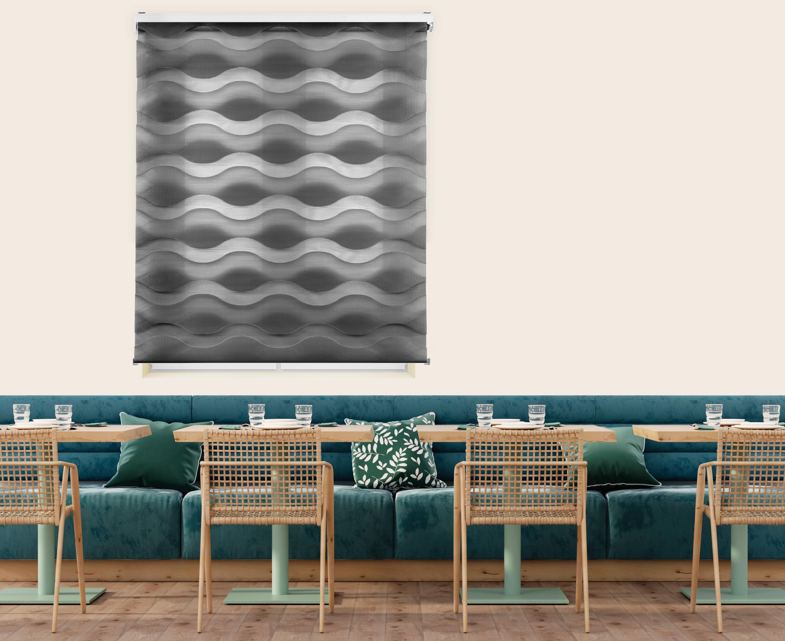Elegancka roleta nocna i dzień Rozmiar 120x180 - roleta Noc i dzień Rozmiar tkaniny 117x175 - Roleta Łatwa instalacja Antracyt