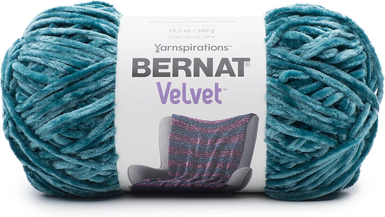 Bernat Velvet Velveteal Yarn - 2 Pack of 300g/10.5oz - Polyester - 5 Bulky - 315 Yards - Knitting/Crochet
