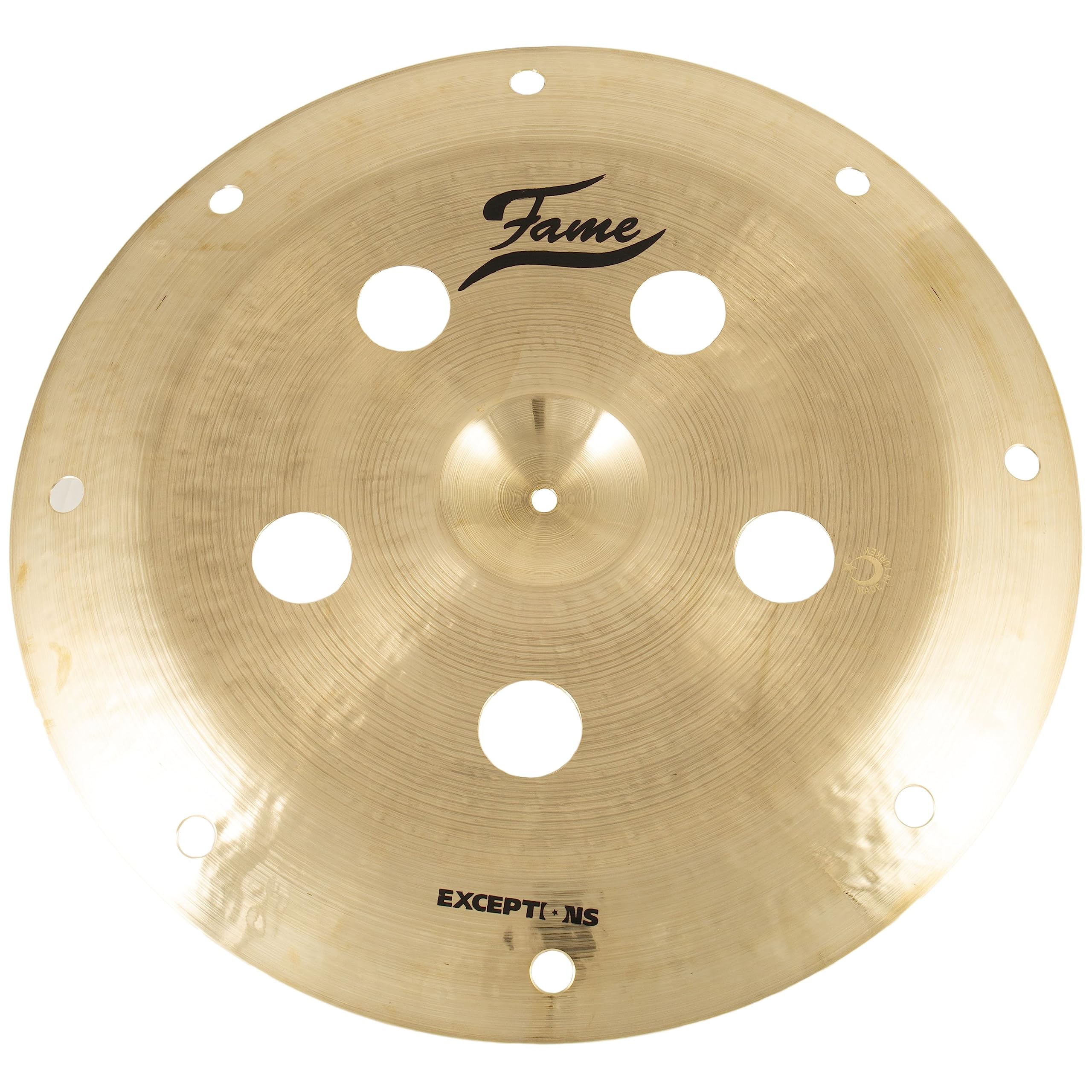 Fame Masters B20 Trash China 22 Zoll, Brilliant Finish, Handgehämmertes B20 Bronze Becken, Ausgewogener und Schimmernder Sound, Mittleres Sustain, Geeignet für alle Drum-Sets