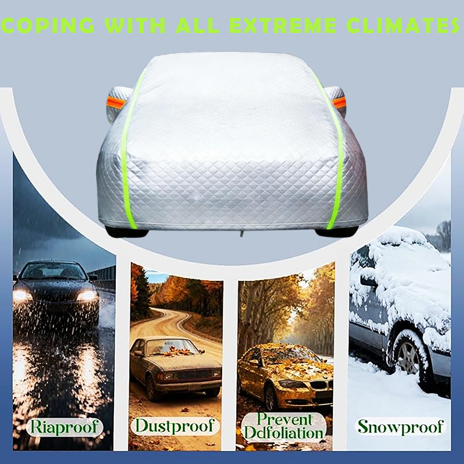 Telo Copriauto Antigrandine per Mini Countryman 2010-2025,Copriauto Antigrandine Da Esterno Impermeabile Imbottito per Protezione Completa Con Cerniera per Sole Neve Polvere