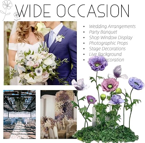 Miniatura 4 de Flor artificial gigante para decoración, 9 unidadesjuego de flores artificiales para boda, cumpleaños, Pascua, fiesta morada, día de la madre,
