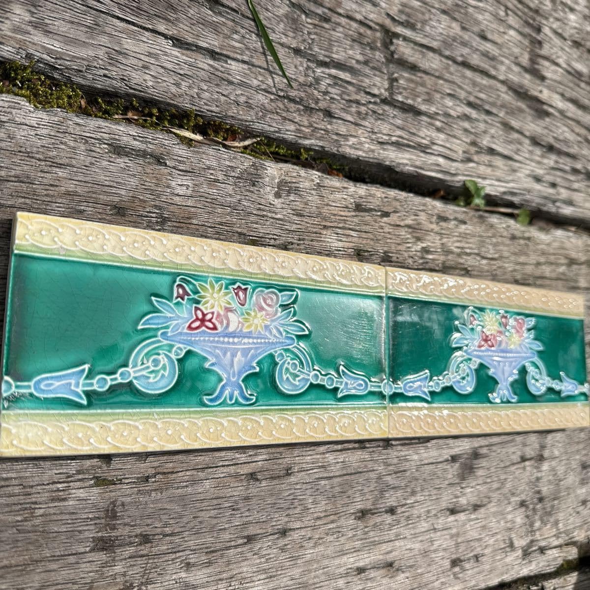 Amazon.co.jp: アンティーク・マジョリカタイル 1 2枚セット日本製