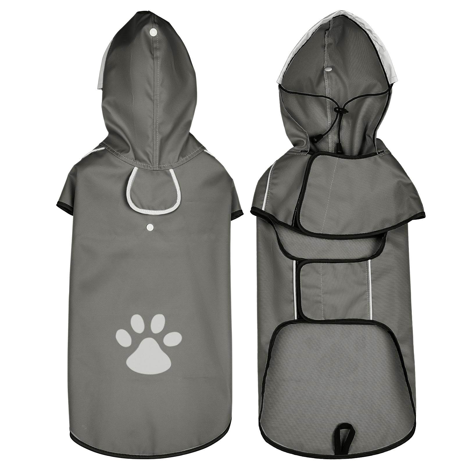 Dog Raincoat For Large Dogs - Reflective Waterproof Rain Jacket With Hood And Leash Hole