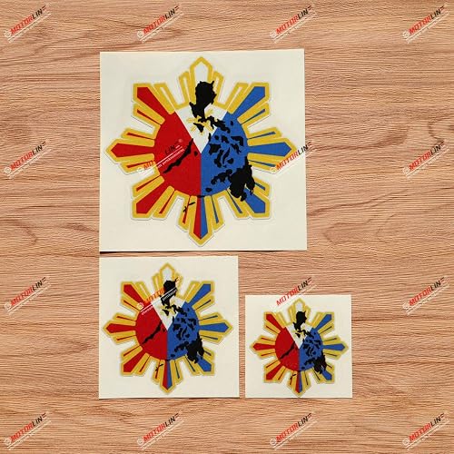 Sol de ocho rayos Estrellas Bandera de Filipinas Mapa Contorno Filipino Pegatina