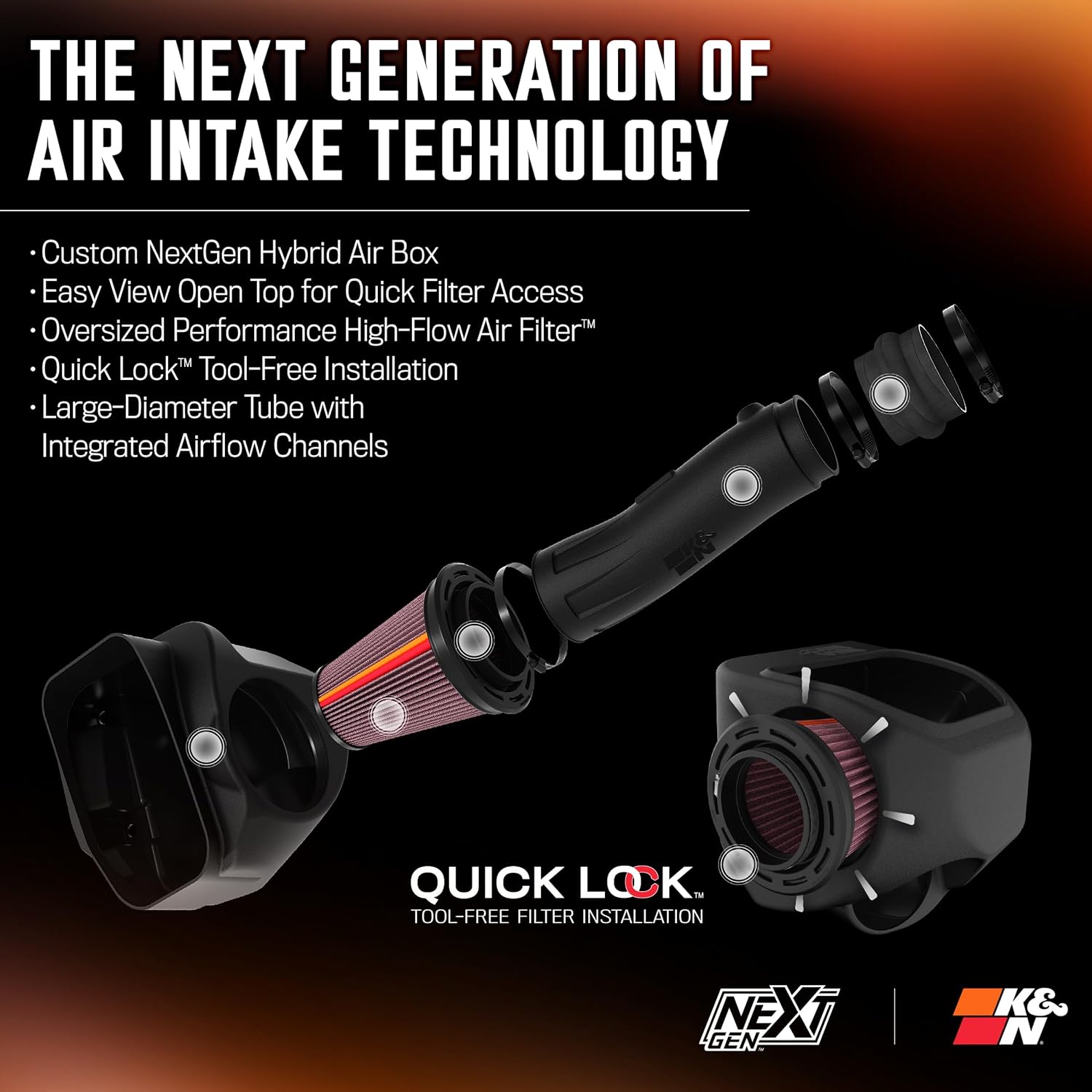 K&N NextGen Cold Air Intake System: High-Flow Cotton Filter: Compatible with 2025 RAM 1500 RHO; 50-1565