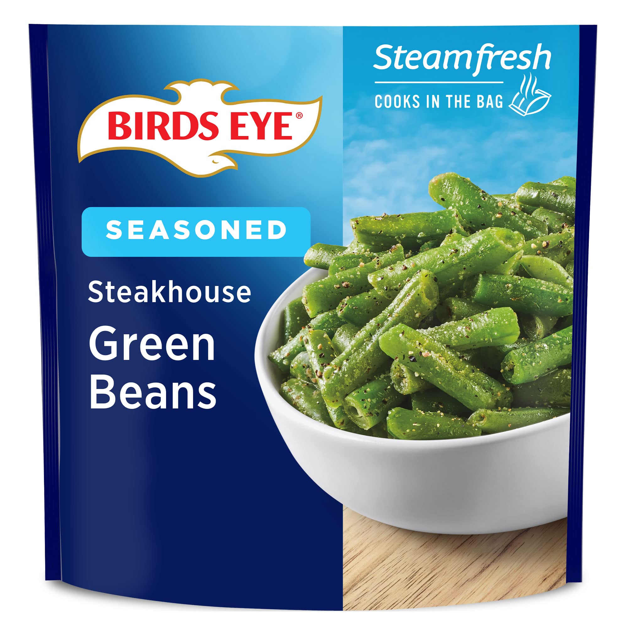 Birds Eye Steamfresh Seasoned Steakhouse Green Beans, Frozen Vegetables, 10 oz