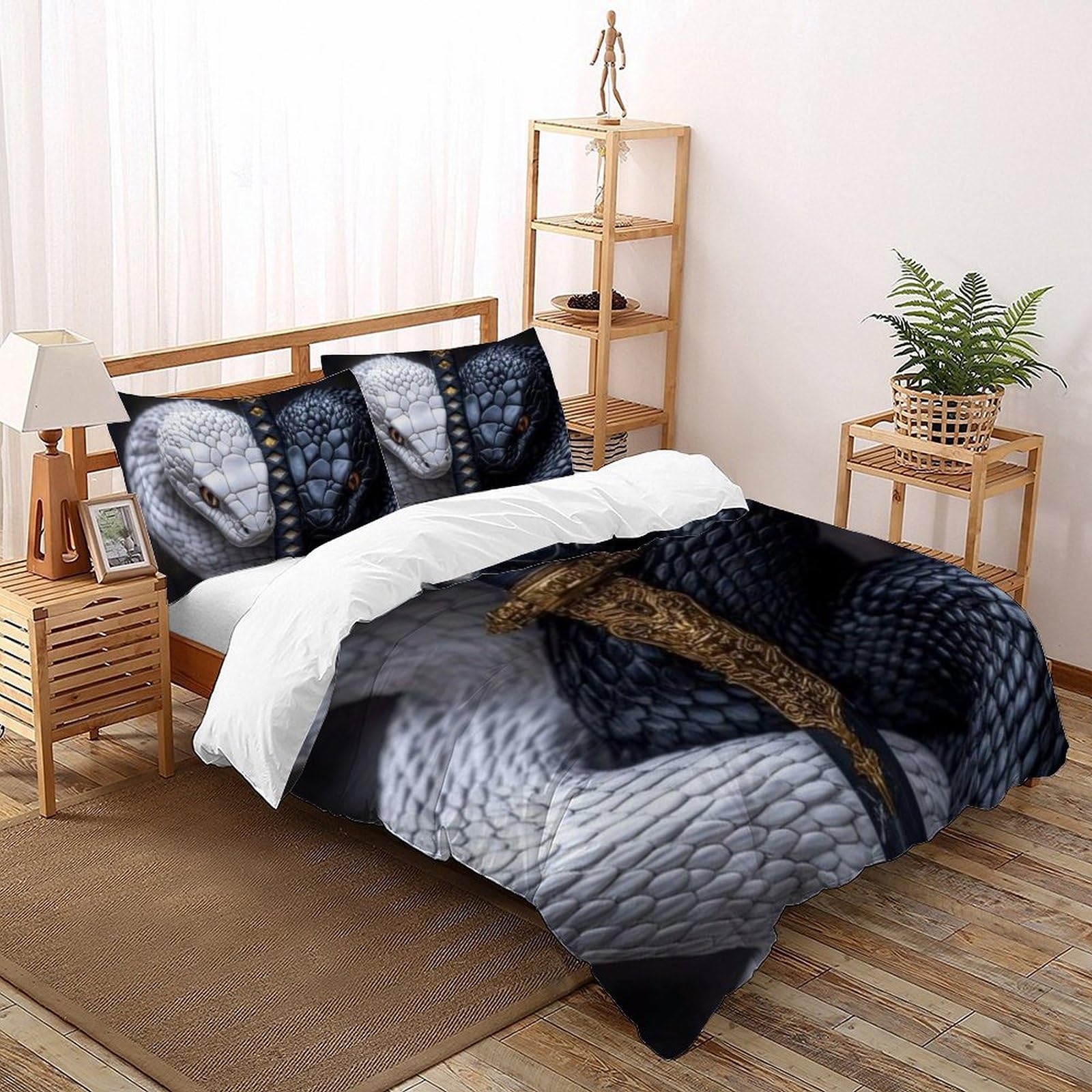 Housse de couette serpent king size anti-plis et facile à laver pour lit 220x240