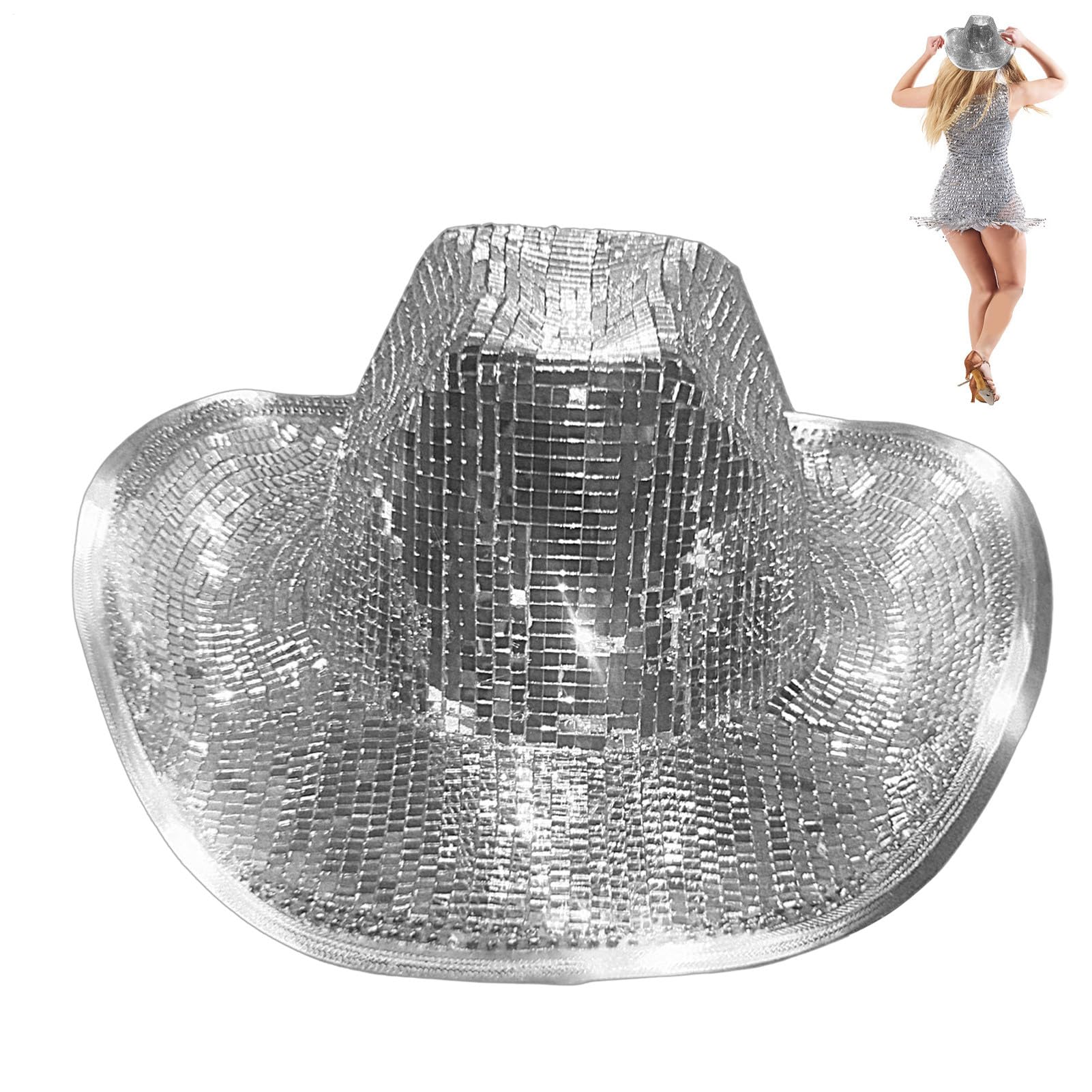 Glitzerhut, Discokugelhut, Disco-Hut mit verspiegelten Pailletten