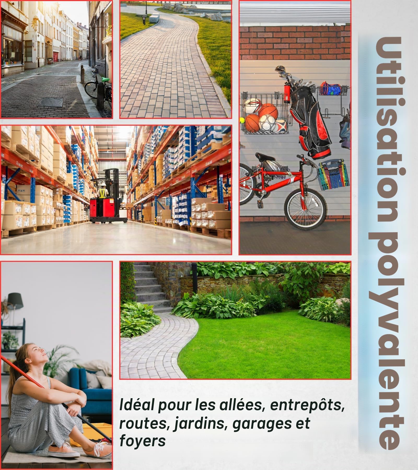 Balai robuste de 800 mm - Avec manche de 120 cm - Balai de rue et jardin - Pour routes, trottoirs et intérieurs