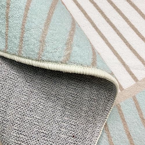 Miniatura 7 de Alfombra abstracta contemporánea moderna para dormitorio, alfombra redonda geométrica de 5.2 pies, alfombra antideslizante de sherpa suave para