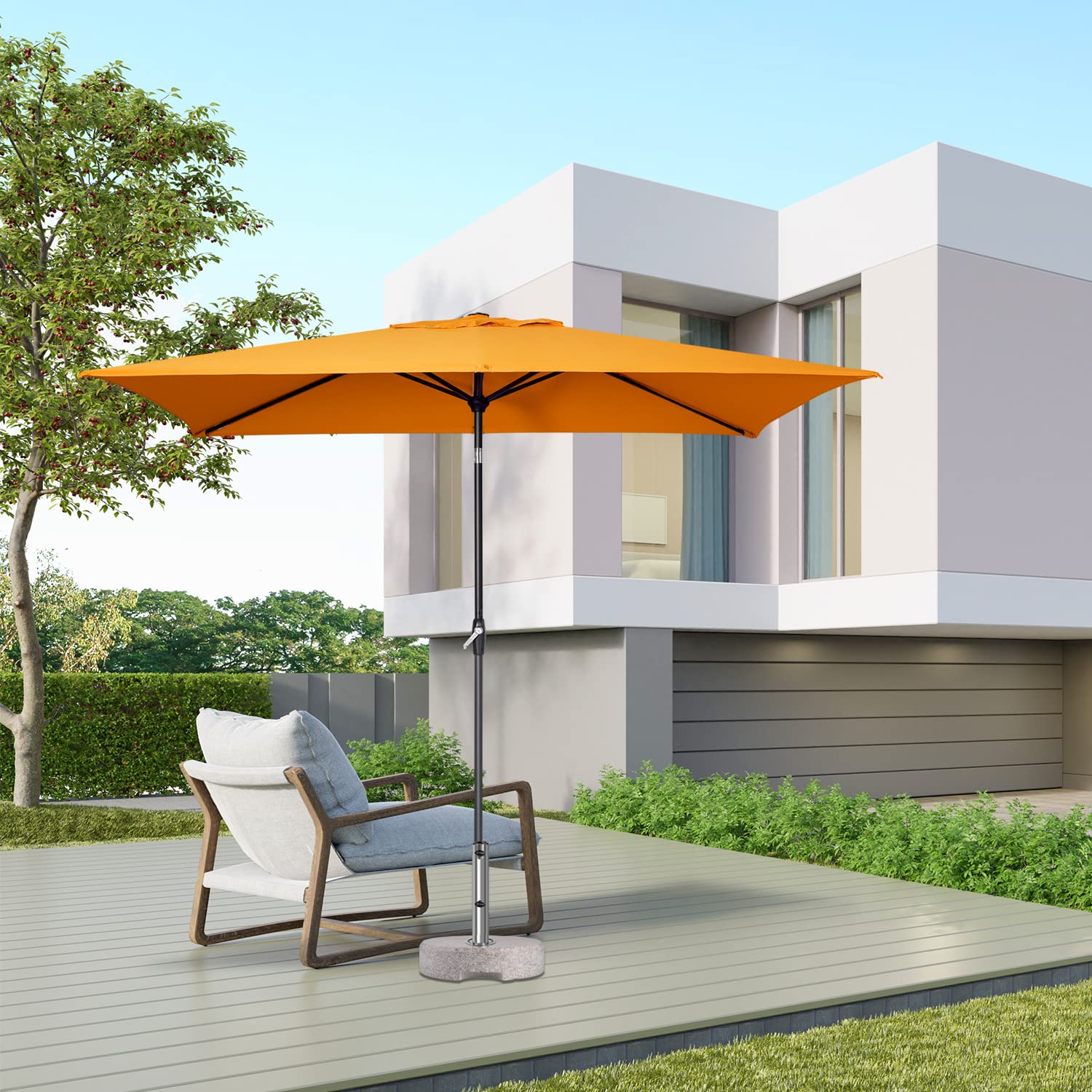 Sekey Aluminum Sonnenschirm mit Kurbel und Knicker,Sonnenschirm Rechteckig für Balkon Garten & Terrasse Sonnenschutz UV 50+