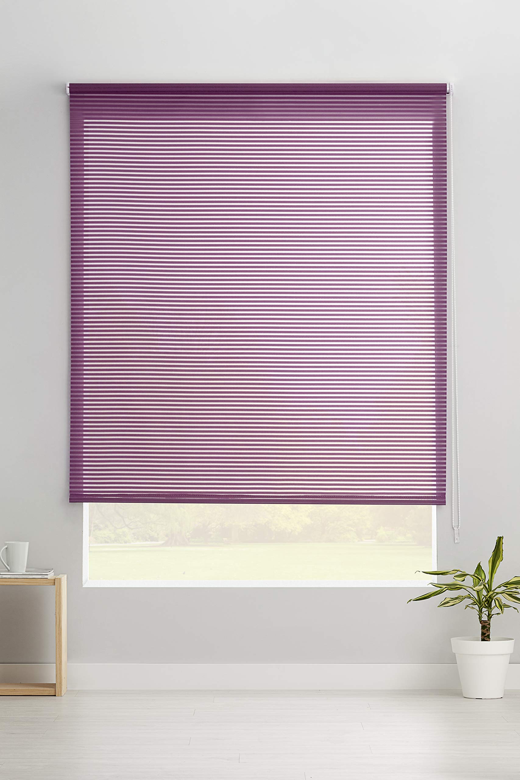 Estoralis Robert Store Enrouleur Tamisant Rayures, Polyester, Weiße, 110 x 190 cm