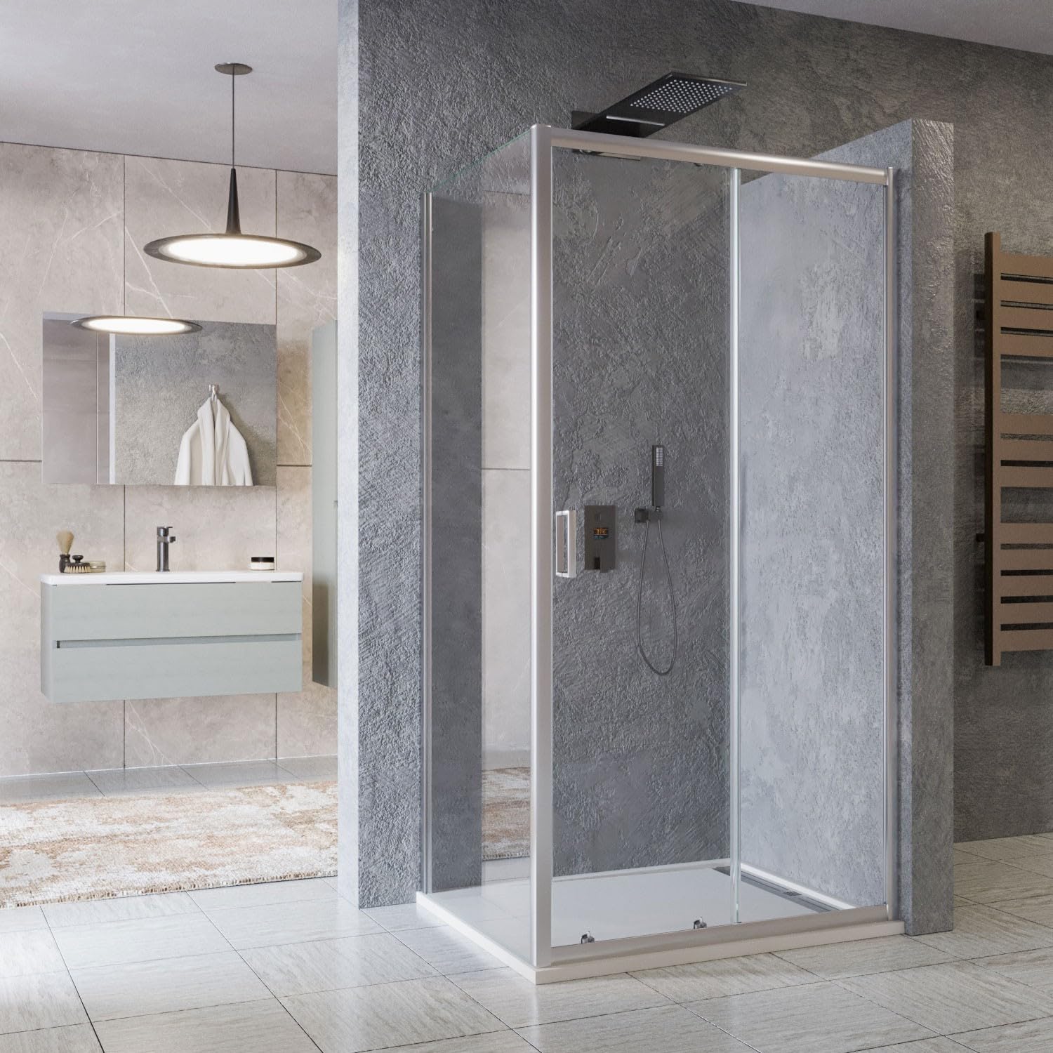 Box doccia 2 lati scorrevole e 1 lato fisso MATIAS h 195 cm - Misura 90x140