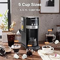 Vista 2 de Single Serve Coffee Maker for Pods & Ground Coffee, 6 to 14oz Brew Sizes, Strong Brew Option, Fast Brewing, Compact Design with Removable 40oz