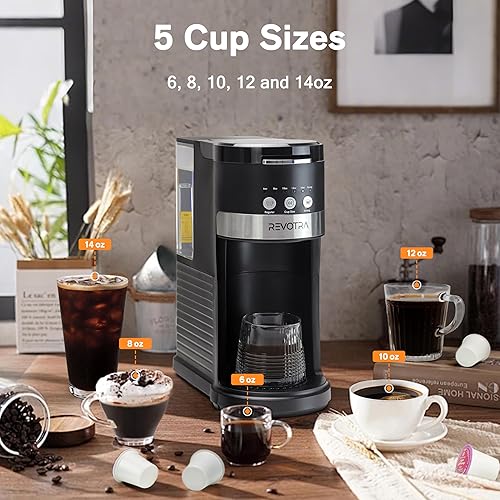 Miniatura 2 de Cafetera de una sola porción para cápsulas y café molido, tamaños de infusión de 6 a 14 onzas, opción de preparación fuerte, preparación rápida,