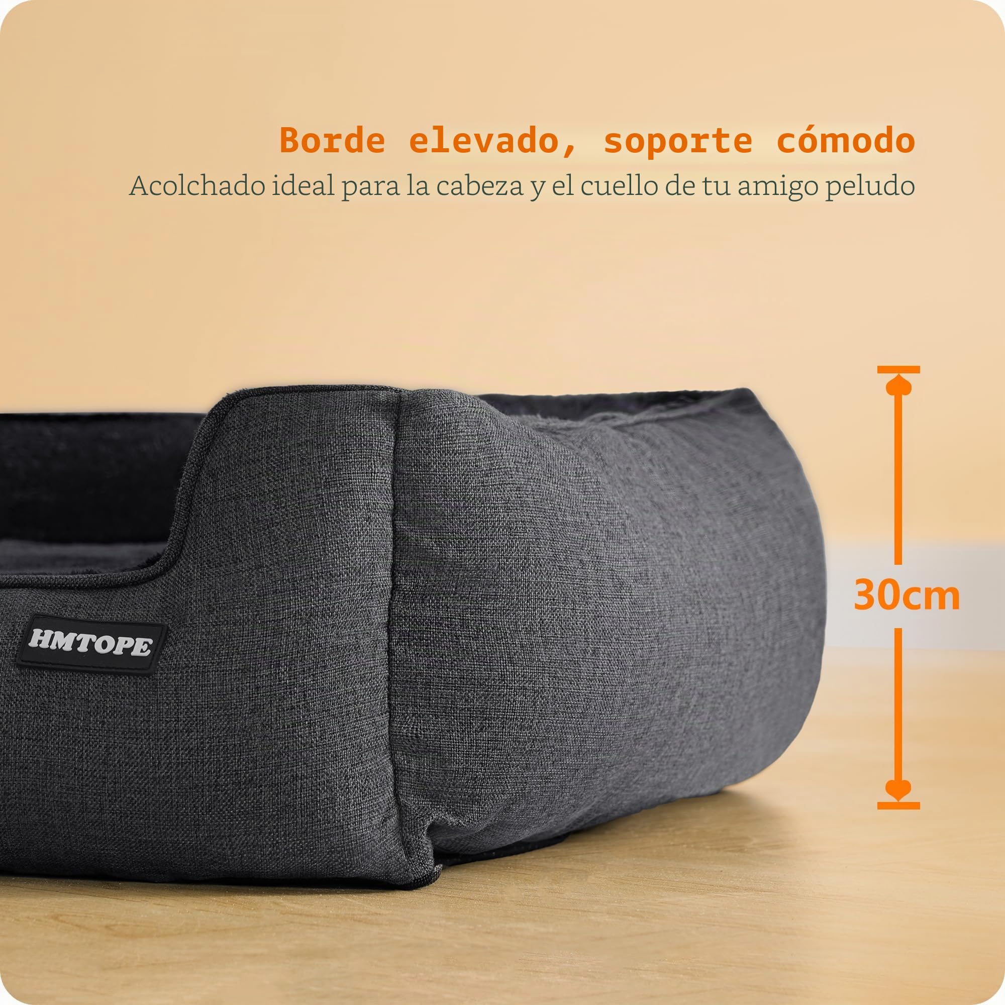 HMTOPE Cama para perros XXL, extraíble, lavable, 120 x 90 cm, gris oscuro | Sofá antiansioso para perros, suave y transpirable, cesta para perros, parte inferior antideslizante