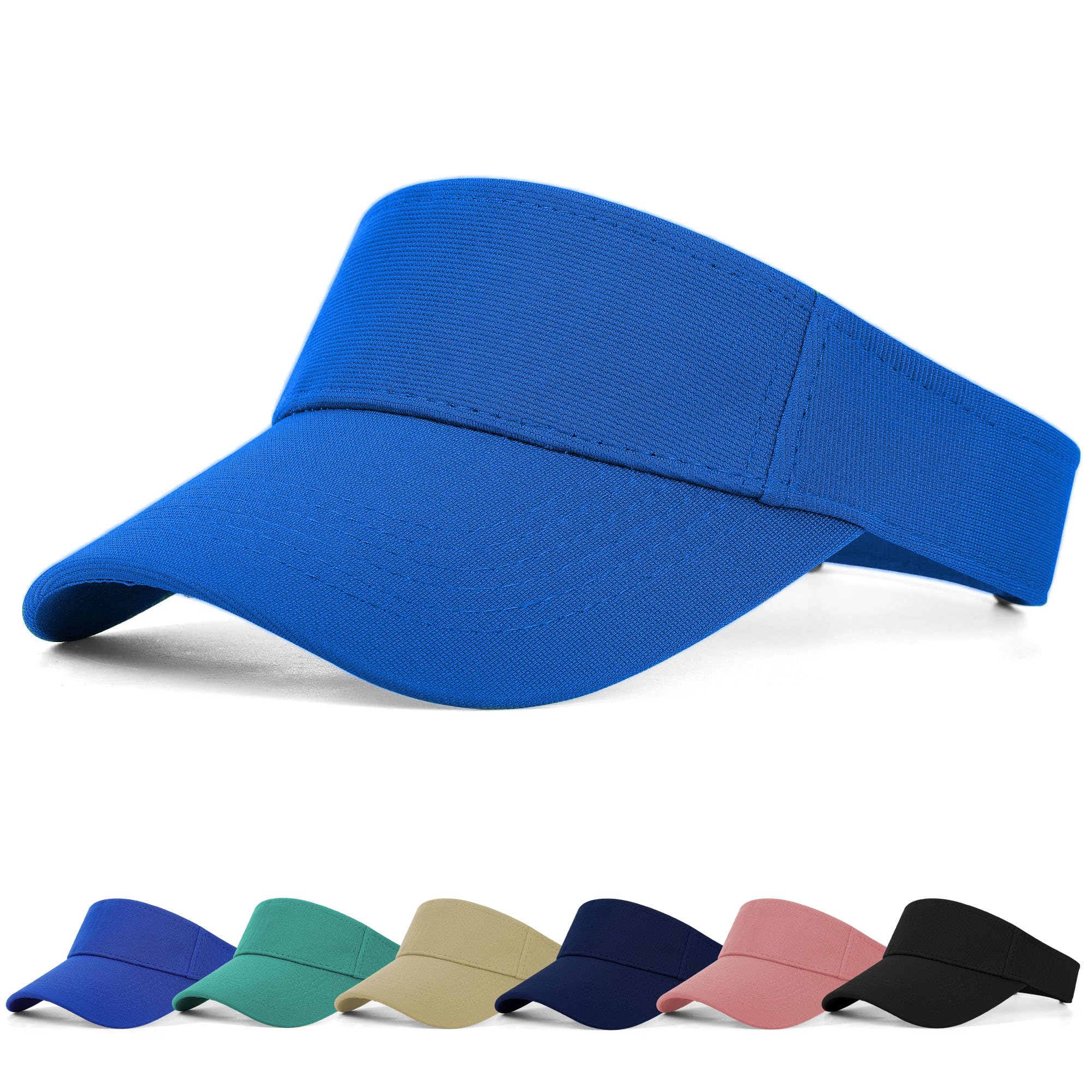 Fchui Women's Sapphire Sun Visor Cap - Ponytail Baseball Cap For And Long Peak Thicker Sweatband Adjustable Hat For Golf Cycling Fishing Tennis Running Jogging Visor Hats For Men (Sapphire)