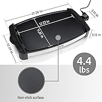 Vista 3 de LEBENLANG 18" Large Electric Griddle Grill - For Eggs, Pancakes, Burgers I Removable Temperature Control & Nonstick Coating I Indoor grill flat top