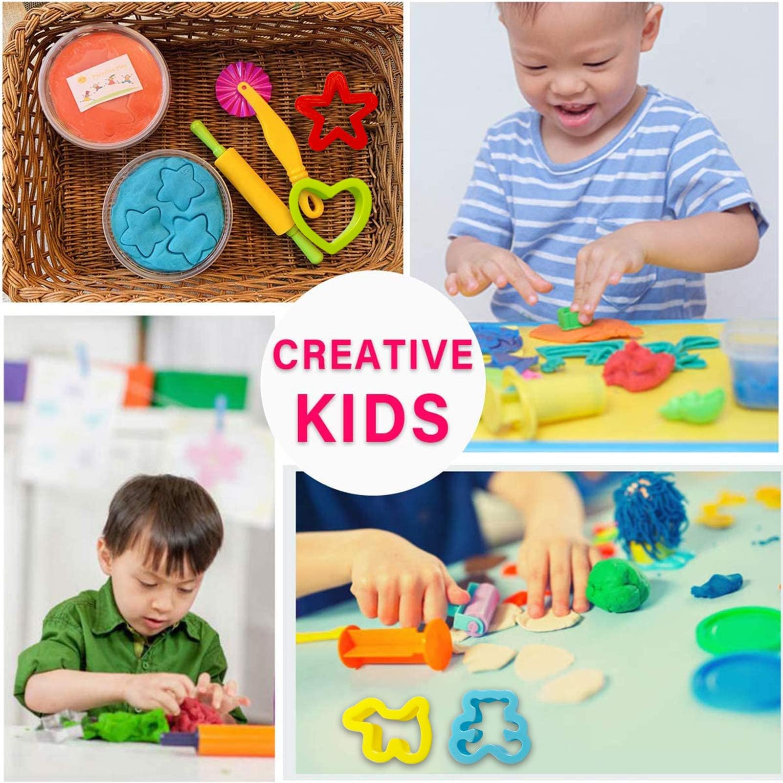 Set De 6 Outils De Pâte à Modeler – Couteaux, Rouleaux, Spatule En Plastique ABS, Coloré, Pour Enfants Dès 3 Ans – Développe La Créativité Et La Motricité