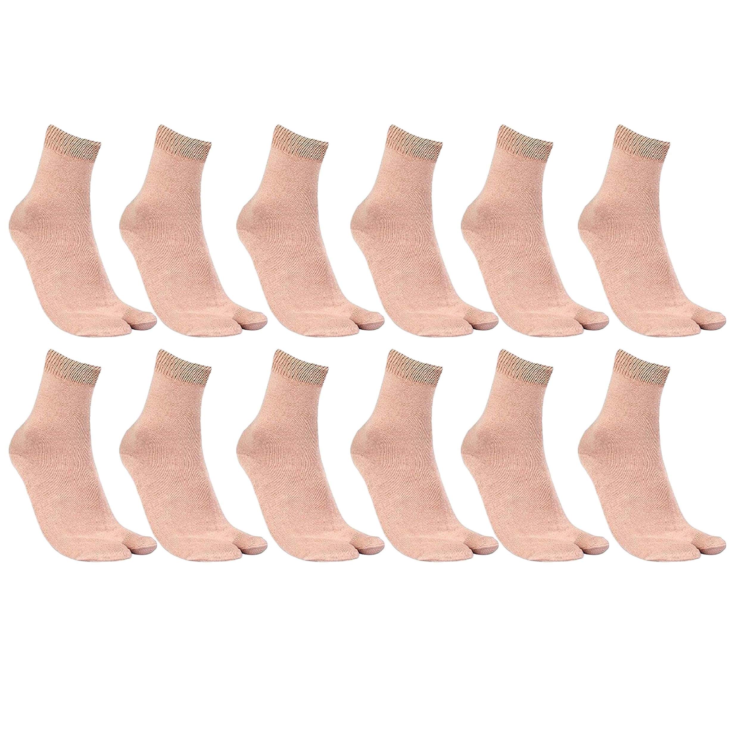 queery Women's Solid Plain Cotton Ankle Thumb Skin Color Socks-picture-29