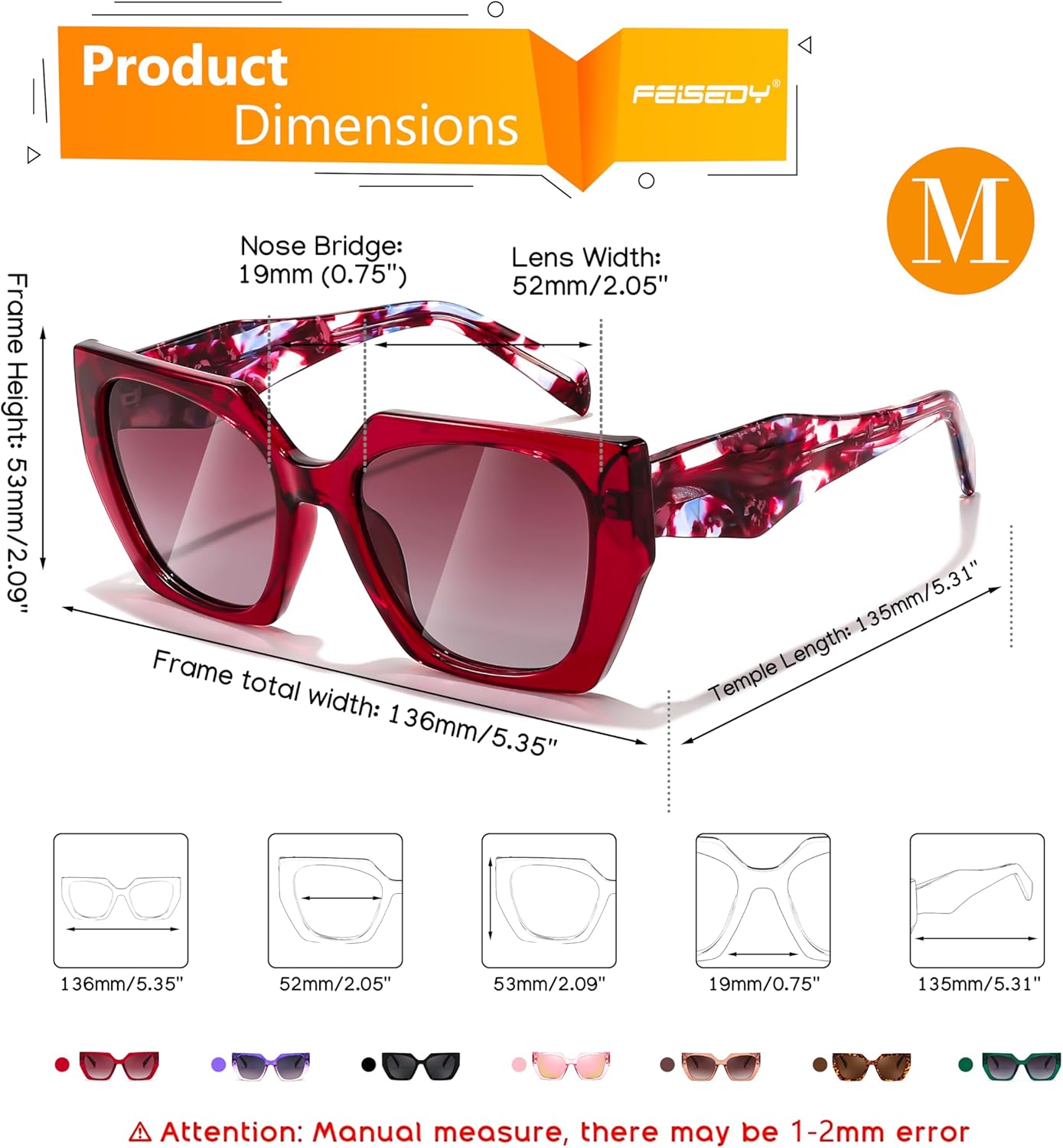 FEISEDY Trendy Polarized Sunglasses, Oversized Irregular TR Frame for Women Men, Retro Shades UV400 B0016 - Image 6