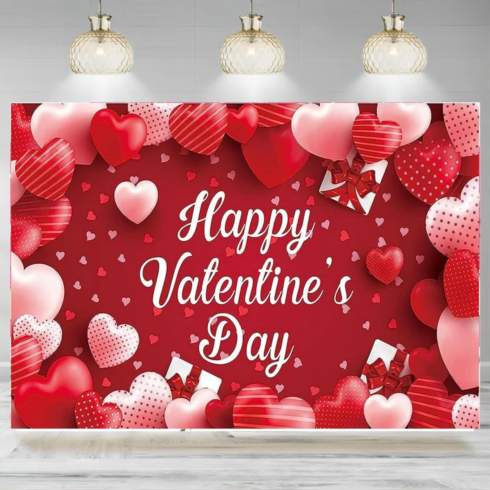 Szczęśliwy Walentynki tło baner fotografia tło czerwone serce Happy Valentines Baner 440 x 300 cm