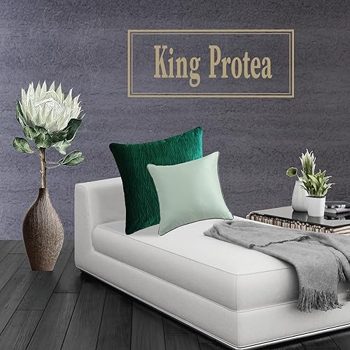 Miniatura 4 de King Protea Fundas de almohada decorativas de color verde menta helada, tela de satén suave y pesada con ribetes blancos y negros para sofá, cama,