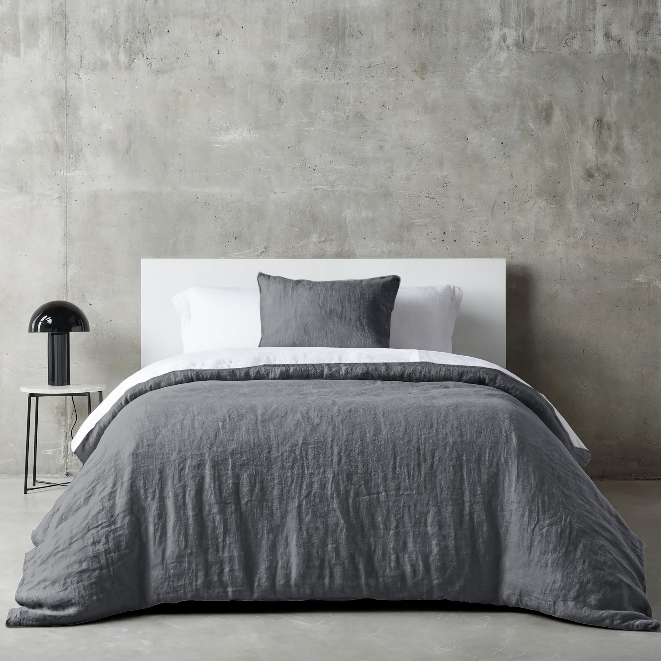 Dreamzie Bettwäsche 135x200 Baumwolle, Bettwäsche-Sets Dunkelgrau mit Reißverschluss, Ähnliche Textur wie Stone Washed Leinen, Enthält 1 Bettbezug 135x200 und 1 Kissenbezug 80x80