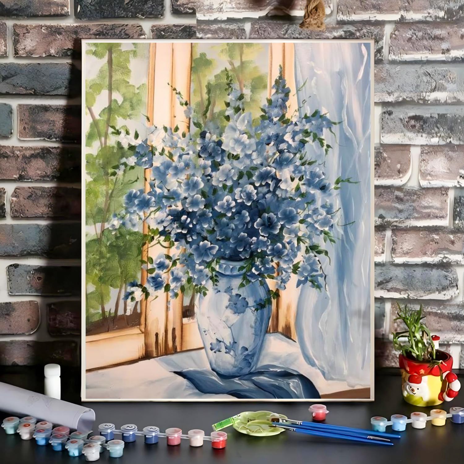 Peinture Par Numéros Pour Adultes - Jardin Fleuri Mer Paisible 40,6 X 50,8 Cm - Kit Complet Relaxation Créative