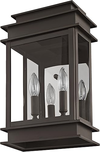 Miniatura 2 de Livex Lighting 2016-07 Princeton - Linterna de pared para exteriores, bronce, 15.25 x 9.5 x 15.25 pulgadas
