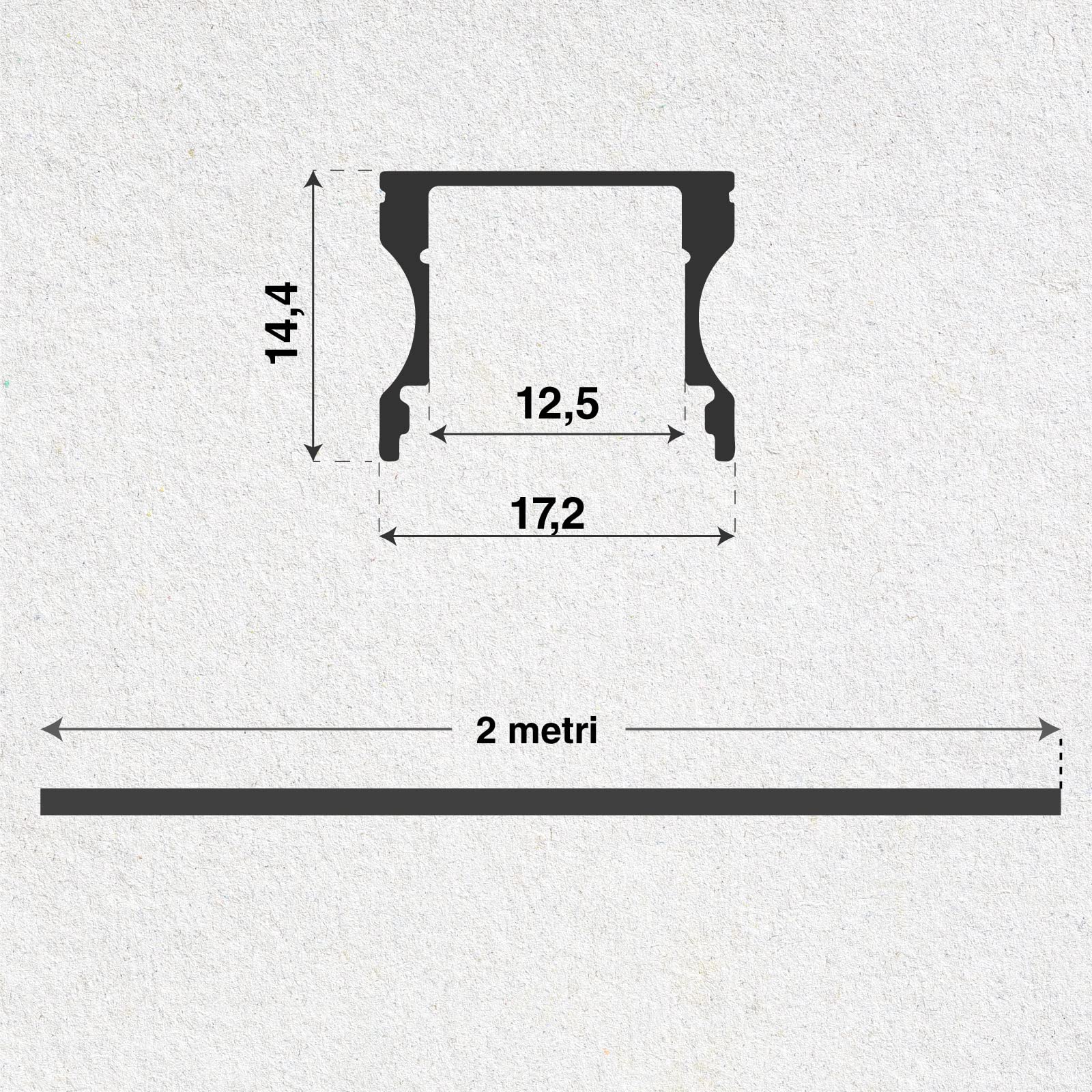Eurocali 5x Profili da 2 metri (10mt) in Alluminio Nero per Strisce LED Copertura Opaca larghezza max striscia led 12.5mm - 17.2 x 14.4