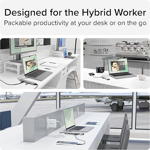 Miniatura 7 de Plugable Adaptador multipuerto USB C Hub: 9 en 1 con carga PD de 140 W, HDMI 4K 60Hz, transferencia de datos de 10 Gbps, Gigabit Ethernet, SD, para