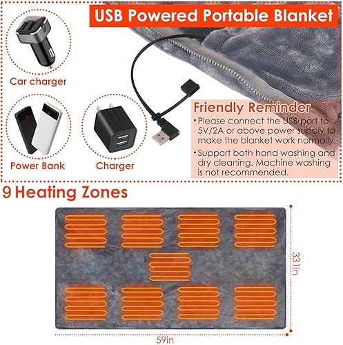 Miniatura 5 de Snuggywarm - Chal de manta térmica, suéter de manta térmica Astellia, manta térmica cálida y acogedora, 3 niveles, 9 zonas de calefacción, manta