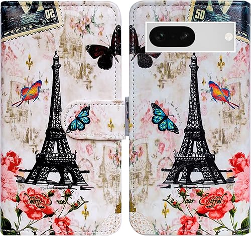 Miniatura 27 de Funda para Pixel 7a, diseño de pájaro negro de cuero verde con tapa para teléfono con ranura para tarjetas, soporte para Google Pixel 7a