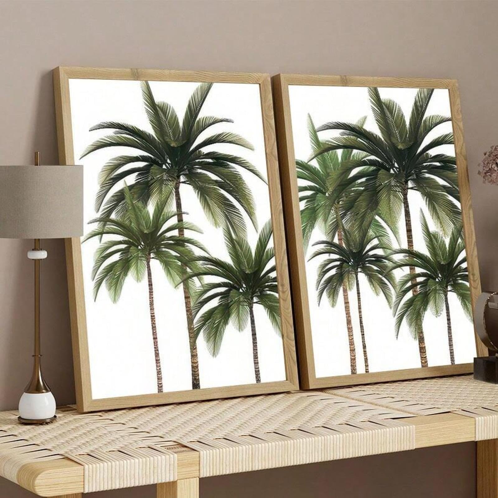 XBTYKPB Boho Tropical Palm Tree Canvas Posters Printed Wall Arts, Palm Tree Wall Art, Palm Tree Poster, Palm Tree Aesthetic Decor 50x70cmx2 Withframe