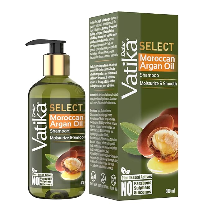 Dabur Vatika Select Moroccan Argan Oil Shampoo| Moisturize & Smooth|No Parabens, Sulphate & Silicones – 300 ml at Rs. 180