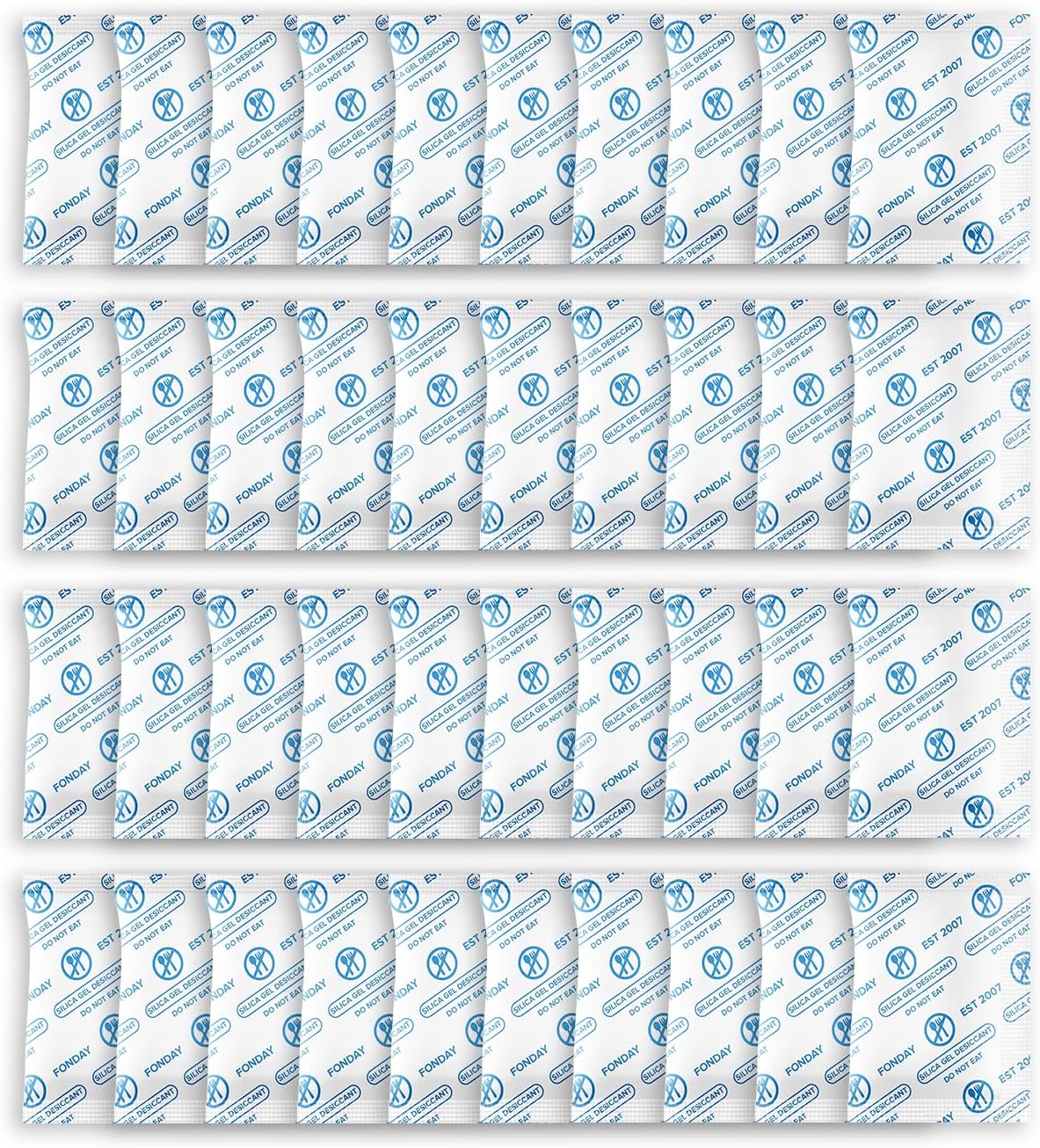5g x 40 Packs Fonday Food Grade Silica Gel Desiccants Packs Moisture Absorbers Dehumidifier for Food Storage, Electronics, 3D Filament & Safes