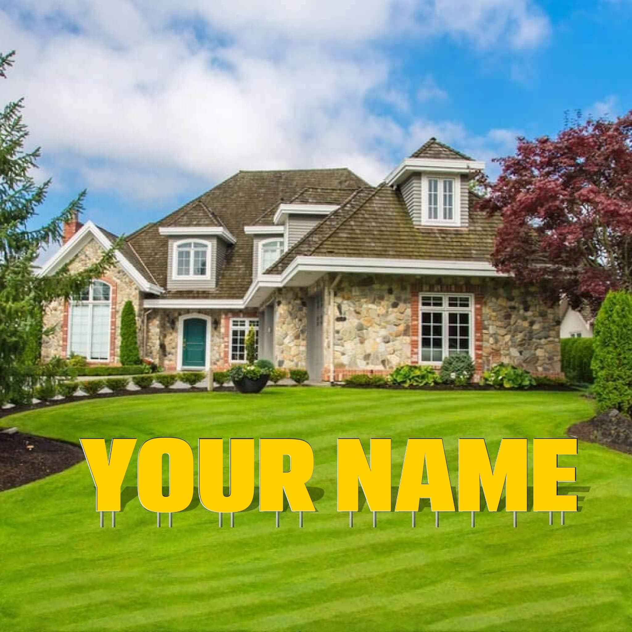 VictoryStore Custom Yard Letters 20 Inch Yard Words, Custom Name Yard Letters, 8 Characters Max, Includes Stakes (Yellow)