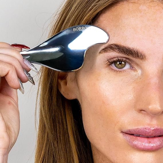 Borboleta Sculpting Gua Sha - Stainless Steel Facial Massage Tool for Lymphatic Drainage, Face Sculpting & De-Puffing, Cooling Gua Sha Stone Alternative for All Skin Types