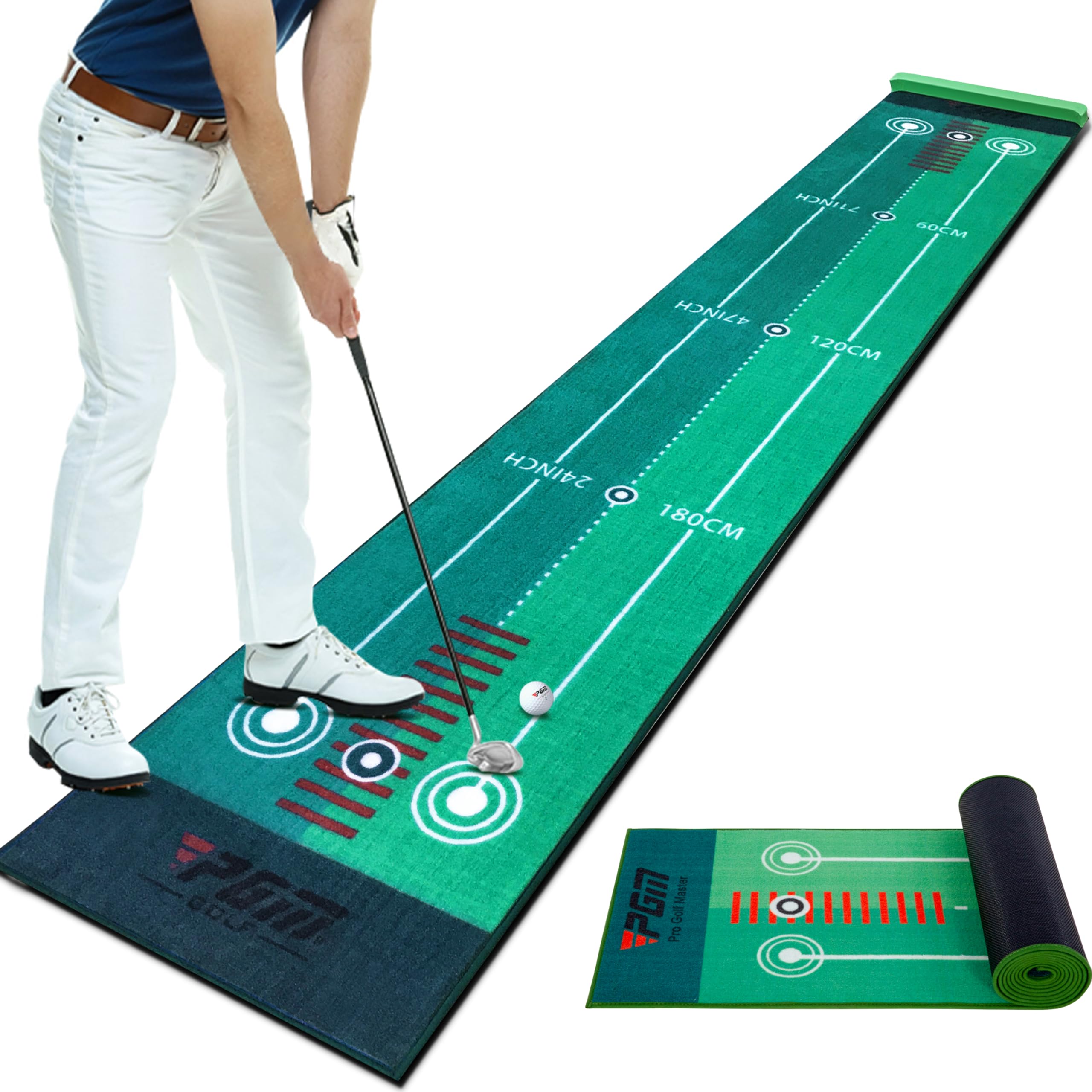 PGMGolf Putting Mat - 10ft Indoor & Outdoor Putting Green with Blocking Ball Design, Durable Crystal Velvet Surface for Home, Office, Golf Practice & Gifts