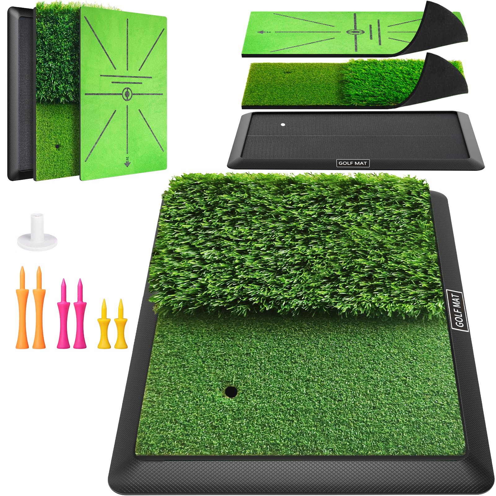 Golf Mat, Practice Outdoor Indoor for Training Chipping Show Swing Path, Hitting Turf Mat with Rubber Backing,Golf Accessories,Gifts for Men/Dad/Husband