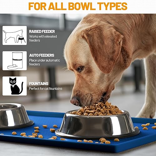 Miniatura 50 de Hubulk Tapete de alimentación para perros, 100% impermeable, de silicona de grado alimenticio, mantel individual para alimentos y agua