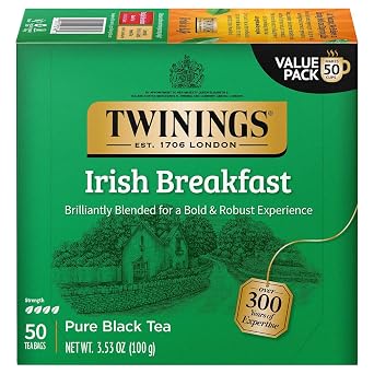 Twinings of London Irish Breakfast Black Tea Bags, 50 Count