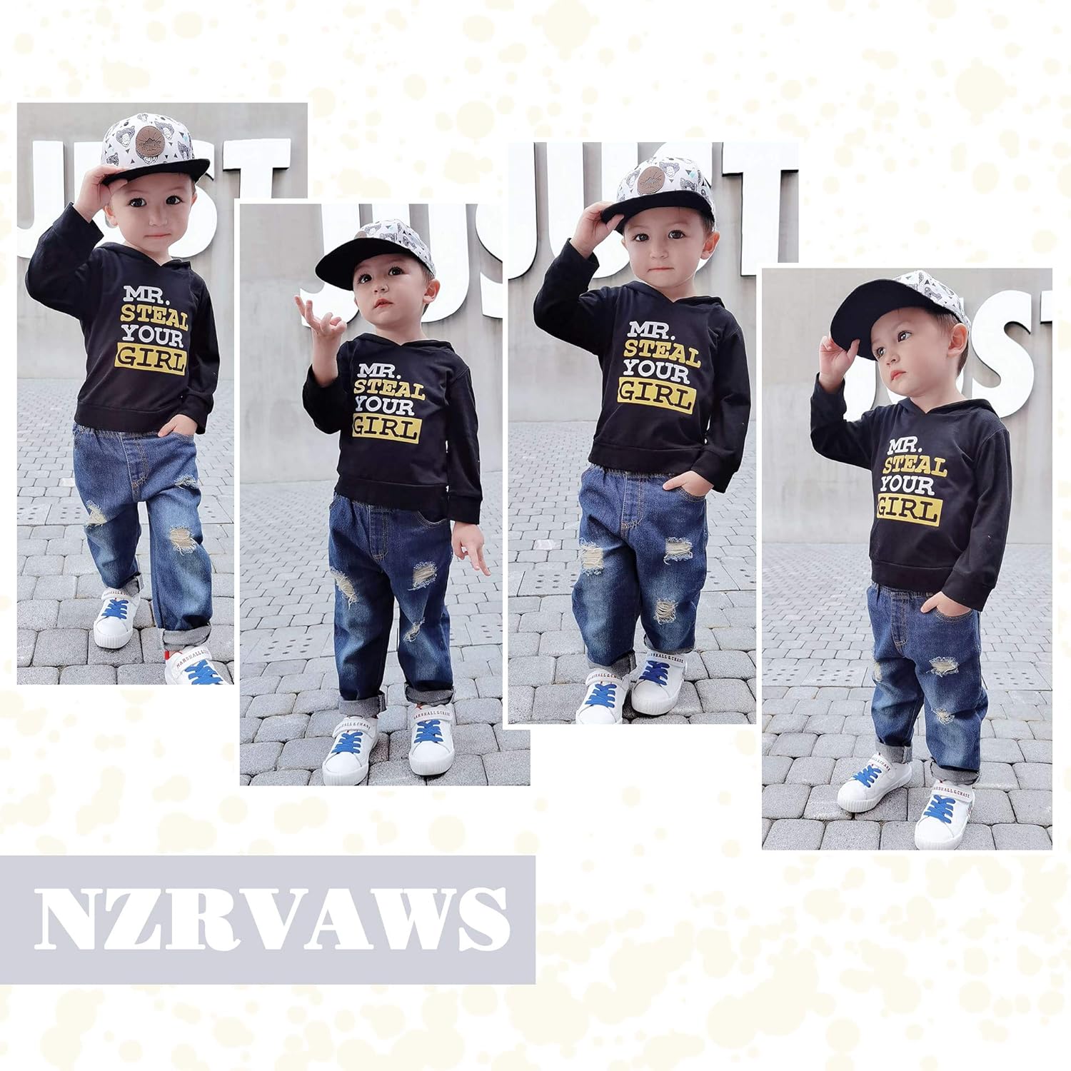 NZRVAWS Baby Boy Clothes Toddler Boy Outfit 2 3 4T 6 12 18 24 Month Fall Winter Hoodie Ripped Jeans Clothing - Image 3