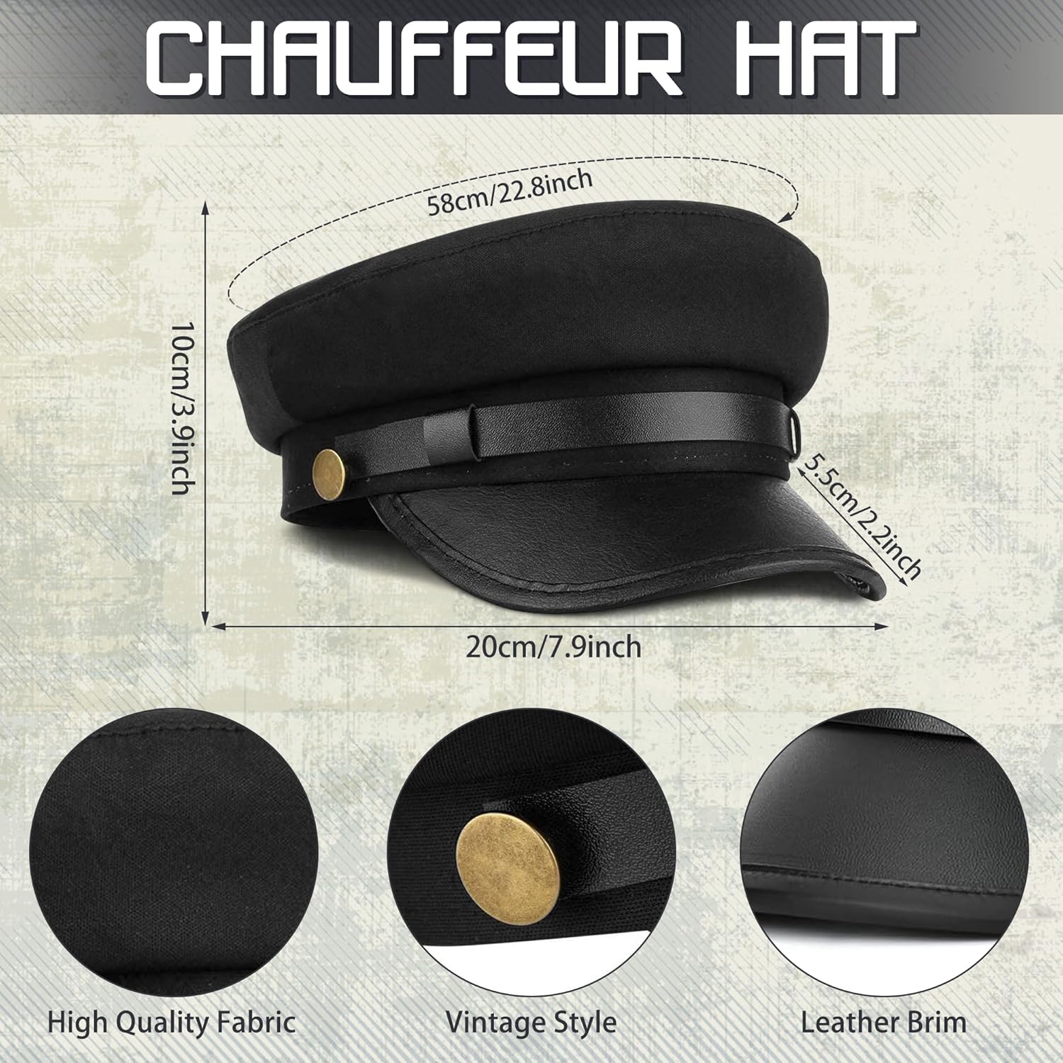 Chauffeur Costume Men Woman, Novelty Limo Taxi Driver Costume Chauffeur Hat Sunglasses White Gloves Fake Beard Bow Tie Necktie for Men Women for Halloween Cosplay (11 PCS), Black - Image 2