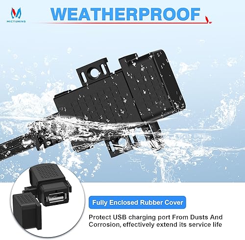 Miniatura 7 de MICTUNING Cargador USB para motocicleta, adaptador de cable SAE a USB SAE Desconexión rápida 2.1A Puerto USB impermeable con fusible en línea, cable