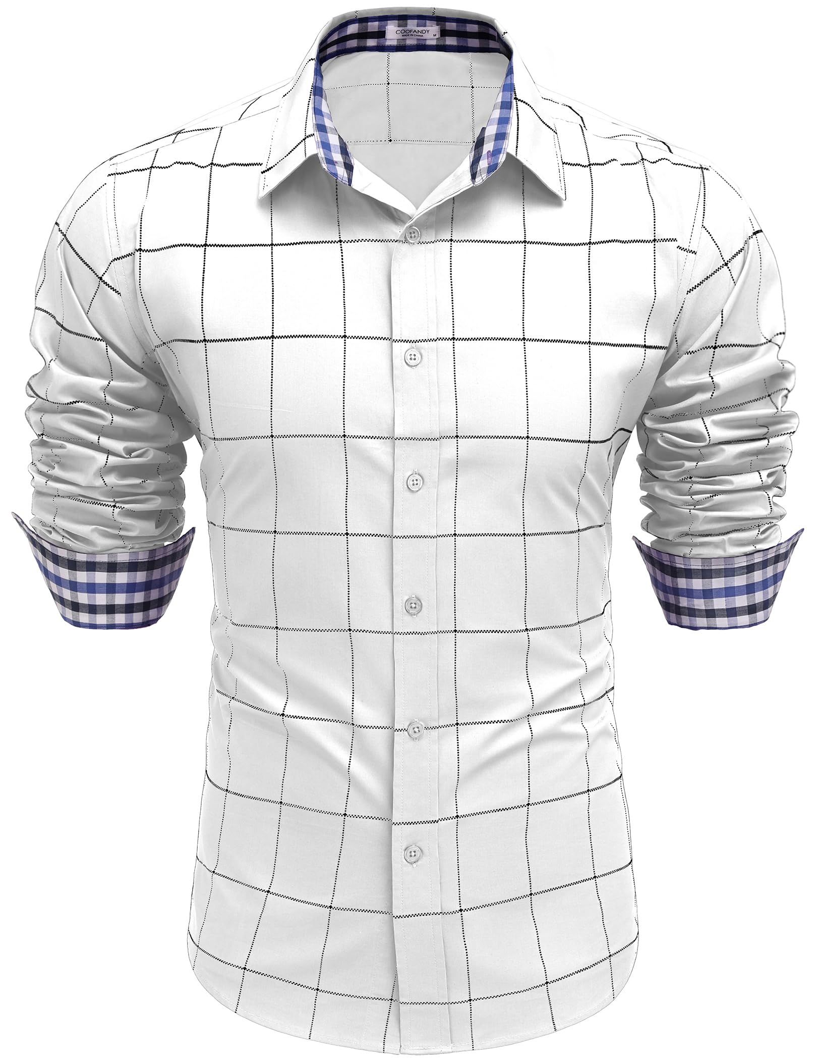 COOFANDY Mens Plaid Dress Shirt Long Sleeve Business Casual Regular Fit Button Down Shirts