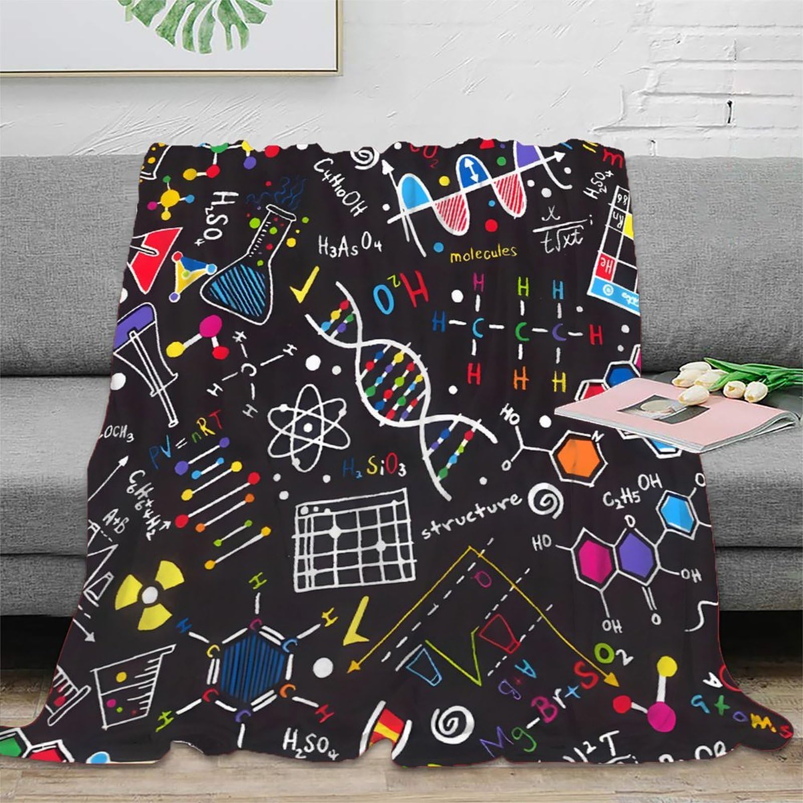 Coperta 3D Stampa Formula Scientifica Microfibra Arredo Casa Plaid Matematica Chimica per Divano Letto Adulti Giovani 80×90(200x230cm)