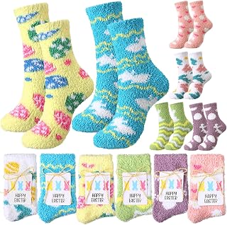 Easter Socks for Women Easter Gifts Fuzzy Bunny Egg Rabbit Fluffy Spring Socks with Tags Organza Bags